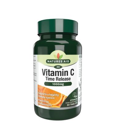 Natures Aid Vitamin C Time Release 30 Tablets 1000 mg (with Citrus Bioflavonoids Slow Release for the Normal Function of the Immune System Vegan Society Approved Made in the UK) Vitamin C Time Release 1000 mg 30 Tablets