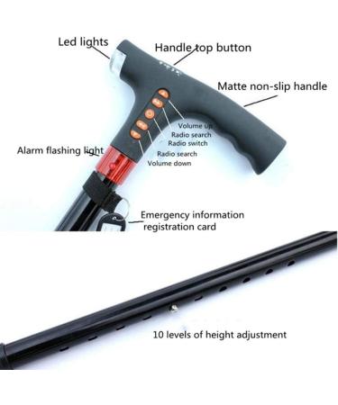 Multifunctional Walking Aid Adjustable Crutches (73-95Cm) 10-Level Height Adjustment Function with Rechargeable LED Night Vision Light and Radio Interesting - Buy Online on GoSupps.com
