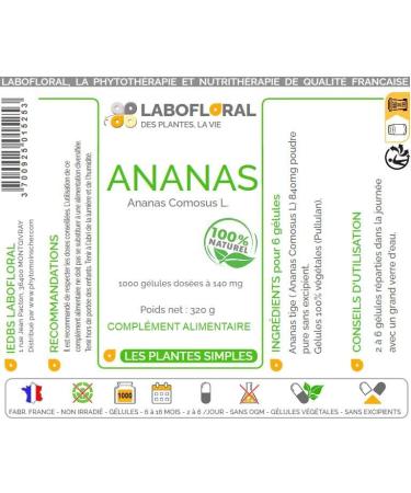 Ananas Tige Labofloral 1000 g lules dos es 140 mg - Compl ment alimentaire - Minceur et digestion - Fabriqu en France - Buy Online on GoSupps.com