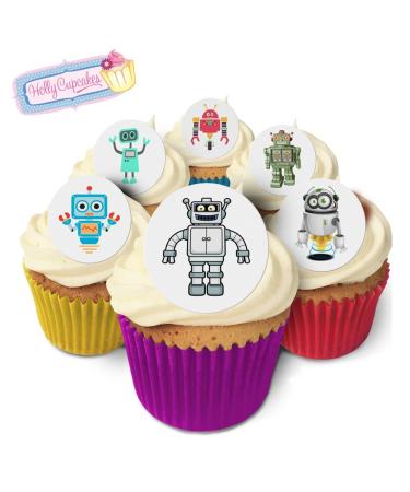 24 Fabulous Edible Wafer Cake Toppers: Robots!