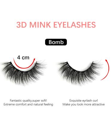 Leipple False Eyelashes 5 Pairs - Professional Reusable 3D Mink Lashes with Stainless Steel Tweezers - Handmade Natural Fluffy Fake Eyelashes (Bomb) - Buy Online on GoSupps.com
