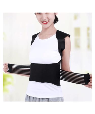 Tourmaline self-heating magnetic field therapy waist back shoulder posture correction spine lumbar support relief (color: black size: x-larg) black M
