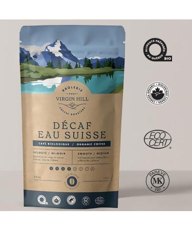 Virgin Hill Coffee - Organic Swiss Water Decaf - Smooth Intensity & Medium Roast - Three Quarters of a Pound of High-Grade Coffee Beans - 12oz / 340 grams Whole Bean 12oz. / 340 grams - Buy Online on GoSupps.com