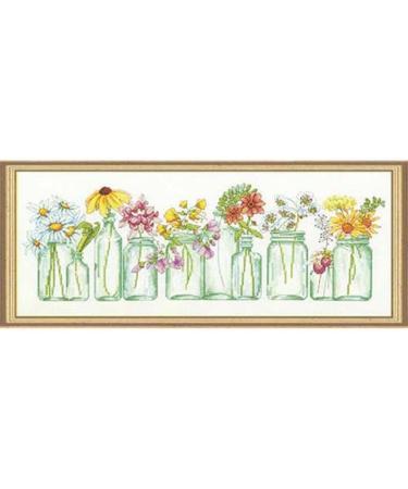 Dimensions Mason Jar Counted Cross Stitch Kit - 14 Count White Aida - 18 x 7 - Buy Online on GoSupps.com