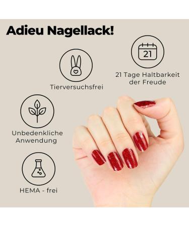 Original Miss Sophie Vampires Kiss Nail Foils | 24 Ultra-Thin Glitter Polish Strips for Finger & Toenails | Perfect for Natural Acrylic Gel & Shellac Nails - Buy Online on GoSupps.com