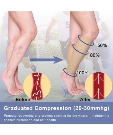 Beister Calves Medical Compression Stockings for Varicose Veins 20-30 mmHg Gradient Compression Socks for Men & Women Thrombosis Protection in Beige 3XL - Buy Online on GoSupps.com