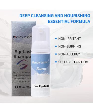 60ml Eyelash Extension Cleanser with Soft Brush - Lash Shampoo for Makeup Removal - Buy Online on GoSupps.com