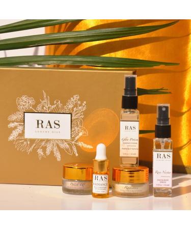 Quick Glow Kit - Hydrating Essence Toner & 24K Gold Elixir | Exfoliating Face Cleanser & Gel Serum | Smoothens Skin - RAS LUXURY OILS - Buy Online on GoSupps.com