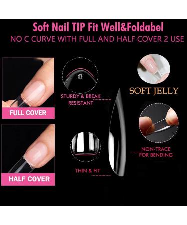 UNA GELLA Almond Press on Nails - 216pcs | Pre-shaped Gel Nail Tips for Full Cover Almond Acrylic Nails - 12 Sizes | False Gelly Tips Clear Gel Almond - 504pcs - Buy Online on GoSupps.com