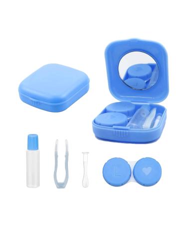 laeeyin Contact Lens Container Portable Hygiene Contact Lens Container Travel Set with Mirror for Daily Excursions Like Travel and Work (Blue)