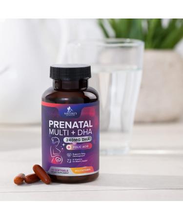 Prenatal Vitamins with DHA, Folic Acid & Essential Nutrients - Pregnancy Multivitamin for Women - Non-GMO - 60 Softgels - Buy Online on GoSupps.com