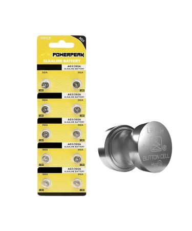 PowerPeak LR41 Batteries 192 392 AG3 V3GA Alkaline Button Cell Battery for Watch Toys Clock - 10pcs