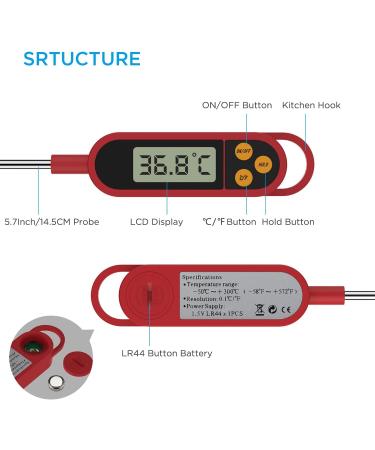 LCD Digital Kitchen Thermometer - Long Probe Versatile for Cooking Baking & Baby Food | Accurate Meat & Liquid Thermometer - International Shipping Available - Buy Online on GoSupps.com