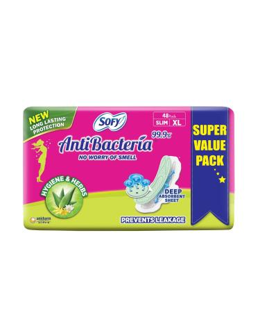 Sofy Anti Bacteria Extra Long Sanitary Pads - Slim (48 Count (Pack of 1))