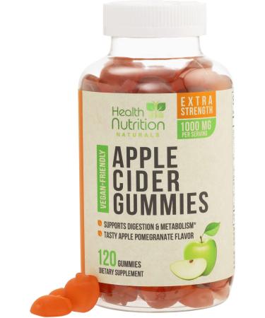 Vegan Apple Cider Vinegar Gummies 1000mg for Detox Cleanse - Natural Digestion & Immune Support Vitamins B12 Folic Acid ACV Keto Gummy Supplement Gluten-Free Non-GMO - 120 Gummies (60 Day Supply) 120 Count (Pack of ...