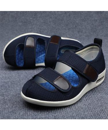 Diabetic Shoes for Women Bunions Orthopedic Adjustable Extra Wide Men Shoes for Older Swollen Feet Loose Shoes for Arthritis Edema Swollen Foot Health Shoes (Dark Blue 38EU) 38EU Dark Blue