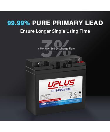 Uplus 12V 18Ah Rechargeable SLA Battery - Ideal for Mobility Scooters Jump Starters & Lawn Mowers | Replace UB12180 & FM12180 - Buy Online on GoSupps.com