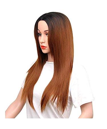 BGHJUE 26-inch Ombre Heat Resistant Wig for Women - Long Straight Pink Brown Hair - Buy Online on GoSupps.com