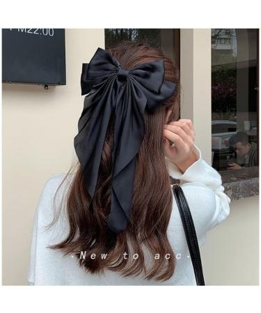 Elegant Satin Hair Bows Clips for Women - Chic Large Bow Barrette Slides with Long Tail - Ideal Hair Accessories for Girls Metal Clips for Secure Hold Perfect for Daily Outfits  - Buy Online on GoSupps.com