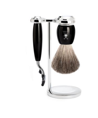 M HLE shaving set - Vivo series - badger hair - compatible with Gillette blades - black precious resin
