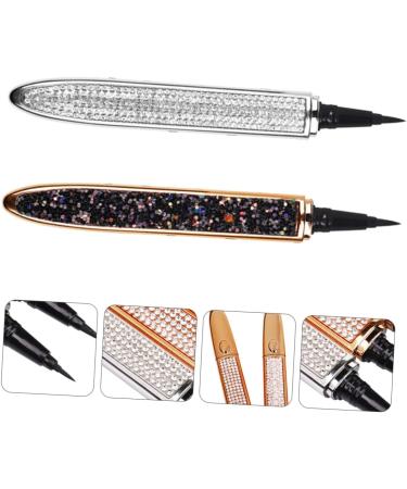 BELLIFFY 2pcs Diamond Eyeliner Liquid Liner Pen Black Eyeliner Women Household Eyeliners Gold Eyeliner Silver 1 count (Pack of 1) Black - Buy Online on GoSupps.com
