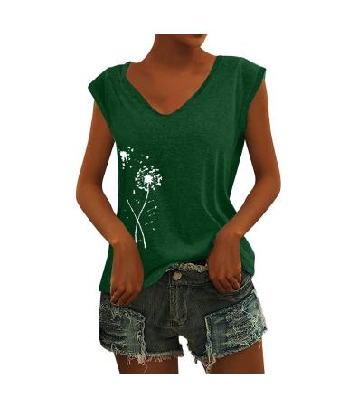 Short Sleeve T Shirts Clothing Woman T-Shirt Casual Black Clothing Top Women's Floral Pattern for Women Crop Tops Shirt Shirts Top Women's Summer Tank Top 3-green M