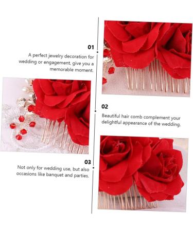 Angoily Flower Hair Comb Flower Hair Clip Flower Hair Accessories Garlands for Decor Floral Hair Clips for Women Bridal Hair Clip Tiara Rose Red Wedding Rhinestones Bride - Buy Online on GoSupps.com