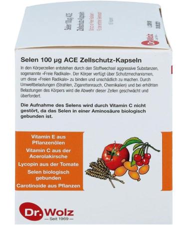 Selen ACE 100 g by Dr. Wolz - Selenium Capsules with Vitamins C & E for Cell Protection 180 Capsules (1 Pack) - International Shipping Available - Buy Online on GoSupps.com