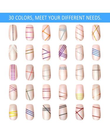 Dadabig 60 PCS 1mm Nail Art Striping Tape - 30 Colors DIY Nail Decoration Stickers - Nail Line Strips Tape for Nail Tips - Buy Online on GoSupps.com