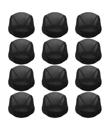 12pcs Dome Caps  Mesh Dome Wig Cap Black Elastic Wig Caps Stretchable Spandex Dome Caps Breathable Nylon Light Hair Mesh Net for Men Women Wigs Making