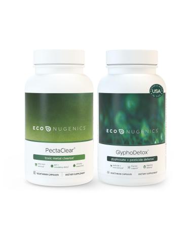 EcoNugenics Detox Supplement Bundle for Men & Women 60 PectaClear Capsules for a Heavy Metal Cleanse + 60 GlyphoDetox Capsules for a Pesticide & Agricultural Toxin Cleanse