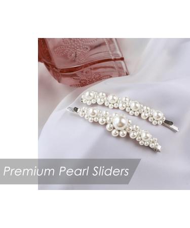 4 Piece Bridal Hair Barrettes with Artificial Pearls - Decorative Hair Pins - Buy Online on GoSupps.com