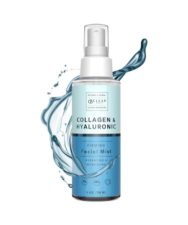Clear Beauty Hyaluronic Acid & Collagen Face Mist - Dermatologist Tested, Moisturizes & Tones Skin, Anti-Aging, Natural Ingredients, Cruelty-Free, 95% Natural - All Skin Types - 4 OZ