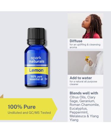 Lemon Essential Oil 15ml - 100% Pure Organic & Undiluted - Spark Naturals - Therapeutic Grade for Aromatherapy & Diffusers - Buy Online on GoSupps.com