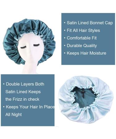 Cospack Extra Large Satin Bonnet Sleep Cap - Double Layer Reversible Adjustable Hair Protection (Green & Light Green) - International Shipping Available - Buy Online on GoSupps.com