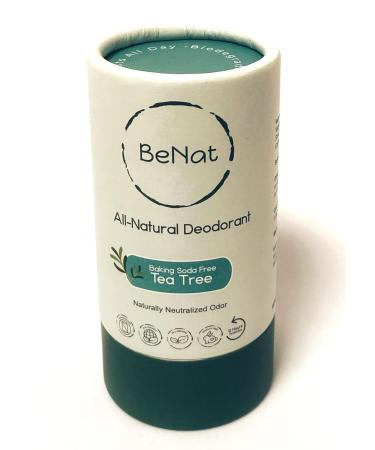 All Natural Deodorant For Women & Men Baking Soda-Free Tea Tree Crystal Aluminum Free Gluten Free & Cruelty Free 24 Hour Long Lasting Protection Plastic-Free Eco-Friendly. 3 oz No-Baking Soda