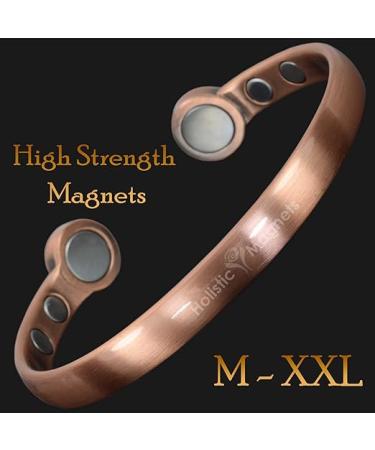 Holistic Magnets Solid Copper Magnetic Bracelet Men Women Copper Bangle High Power Neodymium Magnets Unisex Adjustable HPC - M: Wrist 16–19.5cm/6.3–7.7” - Buy Online on GoSupps.com
