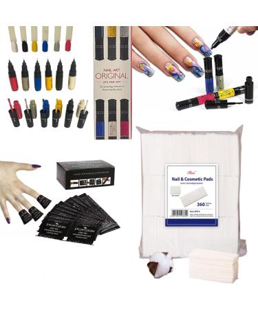 Empire Collection Nail Art Pens Kit Including 6 Varnish Pen 360 Cotton Wipes 200 Polish Remover Wraps Decorate Design Nails (Classic) - Buy Online on GoSupps.com