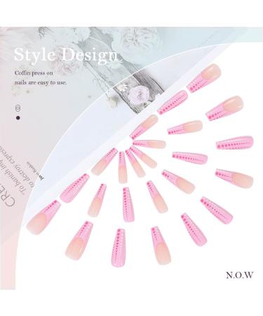 Buy Vatocu Shiny Pink French Artificial Nails - Long Wave Point Acrylic Nails for Women & Girls (24 Pieces) - International Shipping - Buy Online on GoSupps.com