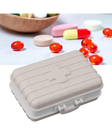 6 Compartment Mini Pill Box - Luggage Shaped Sealed Plastic Travel Pill Organizer (Beige - Buy Online on GoSupps.com