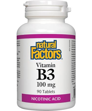 Natural Factors Vitamin B3 100 mg Nicotinic Acid 90 Tablets