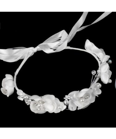 Merroyal Girls Communion Bow and Dangle Cross Charm with 24 Inch Veil on Hair Comb with White Floral Crown (Veil with Crsytal One Size) Veil With Crsytal One Size - Buy Online on GoSupps.com