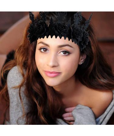 UDIKEFO Halloween Rose Gothic Garland Crown Headband for Women Girl Adults Witcher Makeup Hair Accessories for Halloween Dancing Party Cosplay Masquerade Decoration - Buy Online on GoSupps.com