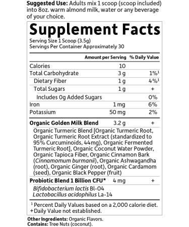 Garden of Life MyKind Organics Golden Milk - 3.70 oz | Recovery & Nourishment Superfood - Buy Online on GoSupps.com