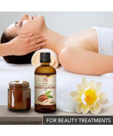 Pure Almond Oil 100ml - Nourishing & Refined - Intensive Care for Face Body Hair Skin & Lips - Perfect for Massage - Glass Bottle - Buy Online on GoSupps.com