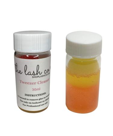 The Lash Co. Tweezer Cleaning Tool Solution/Liquid Adhesive Remover & 2 Spongeballs (1 bottle 30 ml)