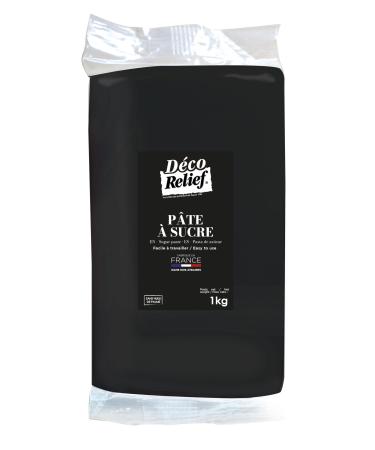 D co Relief - Black Sugar Paste 1 kg - Professional Sugar Paste for Cakes Pastries - Black - Made in France