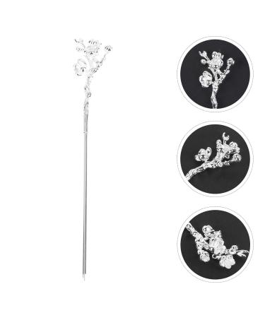 Vintage Chinese Metal Hair Stick with Rhinestones - Stylish Silver Hairpin for Women | Elegant Bun Styling Accessory - Buy Online on GoSupps.com