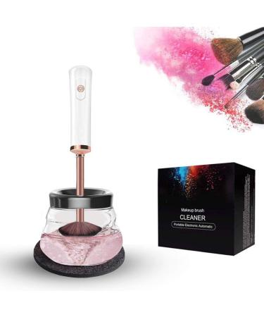 Make-up brush cleaner dryer wash and dry for 10 seconds calm and anti-shake electric brush cleaner set automatic deep cosmetic make-up brush tool (white)
