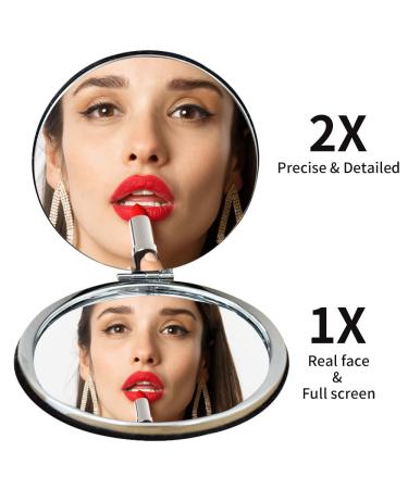 BelleJiu Compact Travel Makeup Mirror - Small Portable Folding Mirror in Black - Buy Online on GoSupps.com